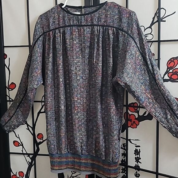 Vintage Umi Collections by Anne Grimm's long Sleeve multi colored top 100% Silk - Picture 4 of 9